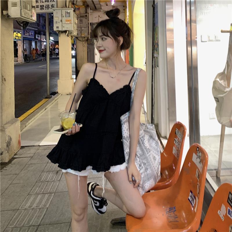 Camisole V-neck Ruffled Outer Wear Single Blouse