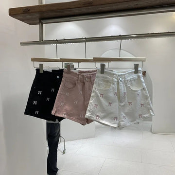 Slim Fit Burrs High Waist Denim Hot Pants Women's Summer Wide Leg Shorts